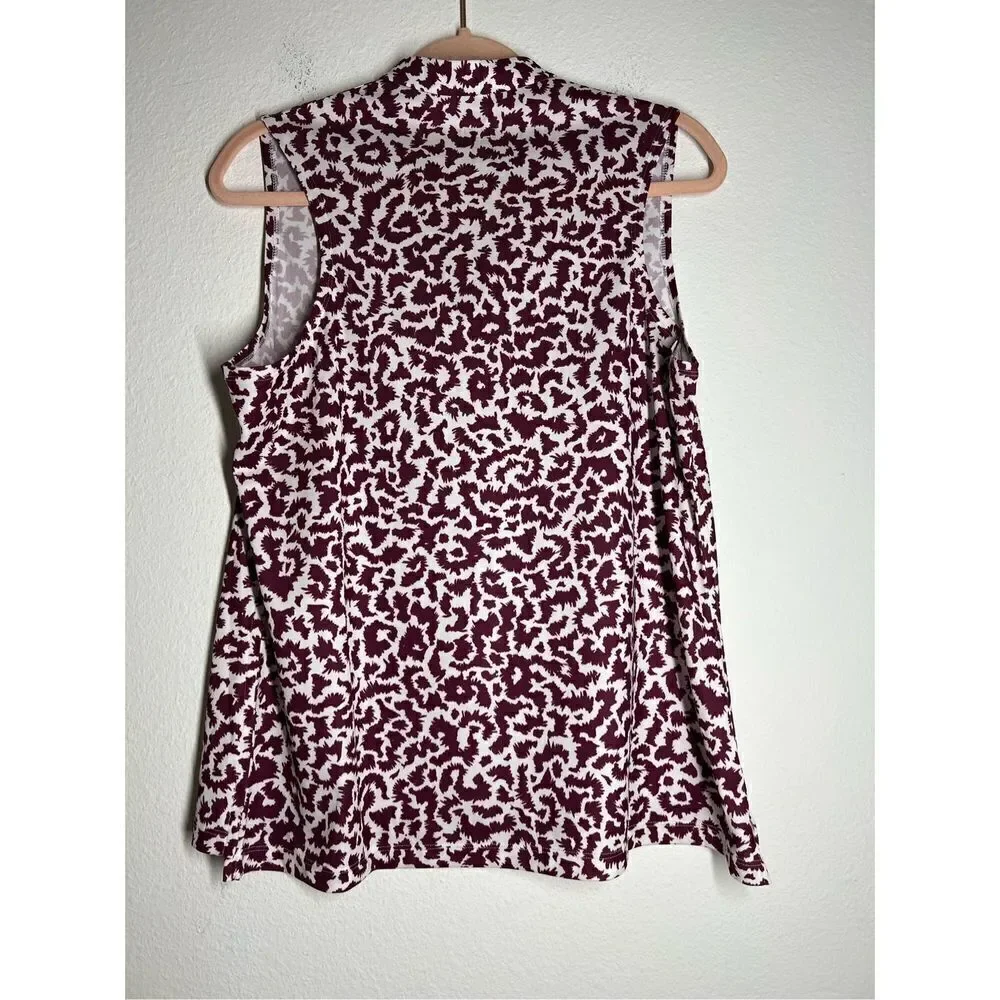 Nike Burgundy White Floral Nike Dri Fit Tank Gold Tennis Active Size L